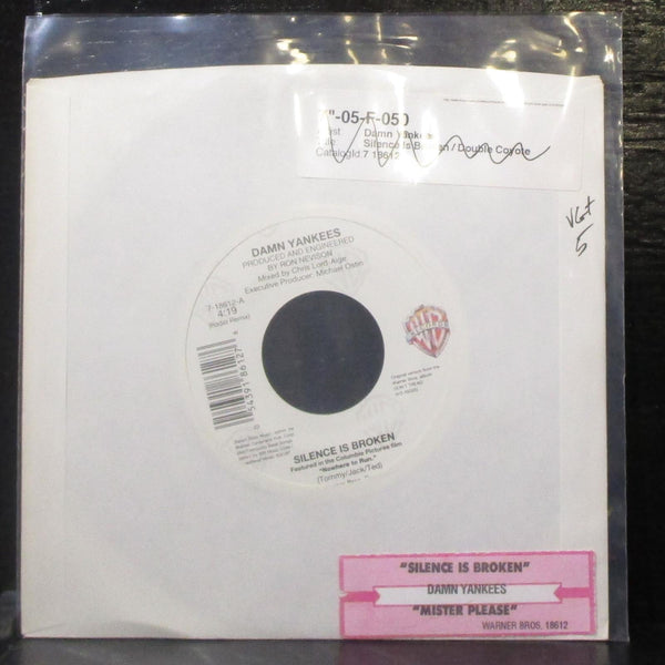 Damn Yankees - Silence Is Broken / Double Coyote 7" VG+ Vinyl 45 WB 7-18612 USA - Shuga Records