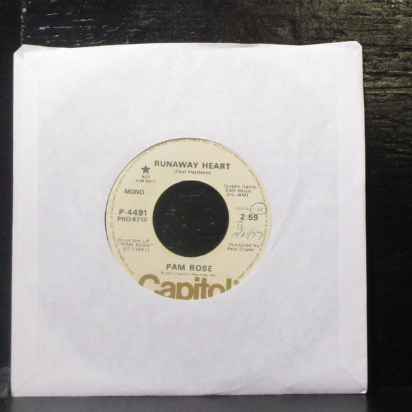 Pam Rose - Runaway Heart 7" VG+ Vinyl 45 Capitol P-4491 USA 1977 - Shuga Records