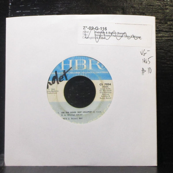 Pebbles & Bamm-Bamm - Songs From On The Good Ship Lollipop EP 7" VG- Vinyl 45 - Shuga Records