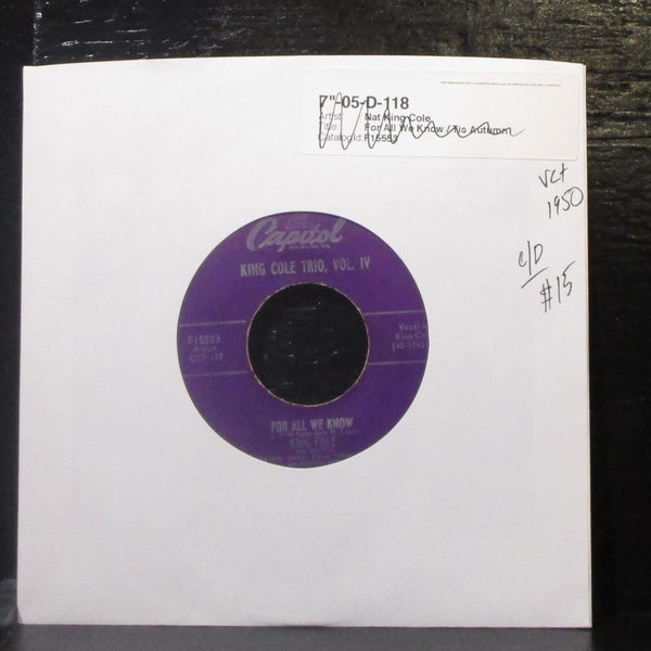 King Cole Trio, Vol. IV, C / D 7" VG+ Vinyl 45 Capitol CCF 177 USA 1950 - Shuga Records