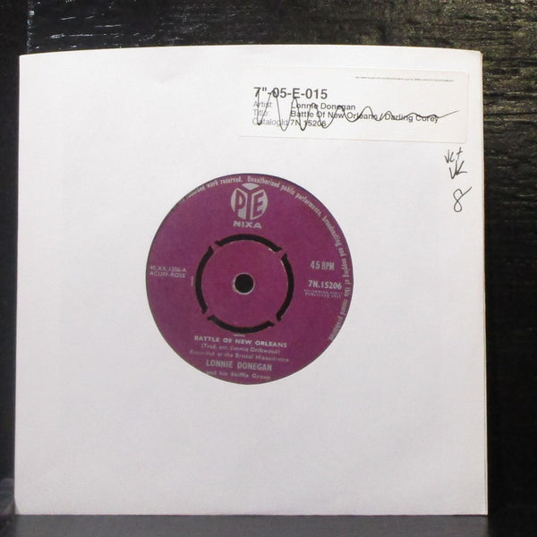 Lonnie Donegan - Battle Of New Orleans / Darling Corey 7" VG+ Vinyl 45 7N.15206 - Shuga Records