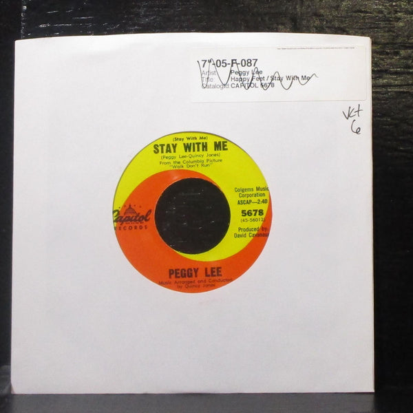 Peggy Lee - Happy Feet / Stay With Me 7" VG+ Vinyl 45 Capitol 5678 USA 1966 - Shuga Records
