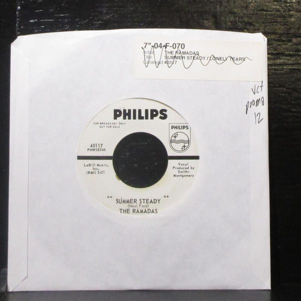 The Ramadas - Summer Steady / Lonely Tears 7" VG+ Promo Vinyl 45 Philips 40117 - Shuga Records
