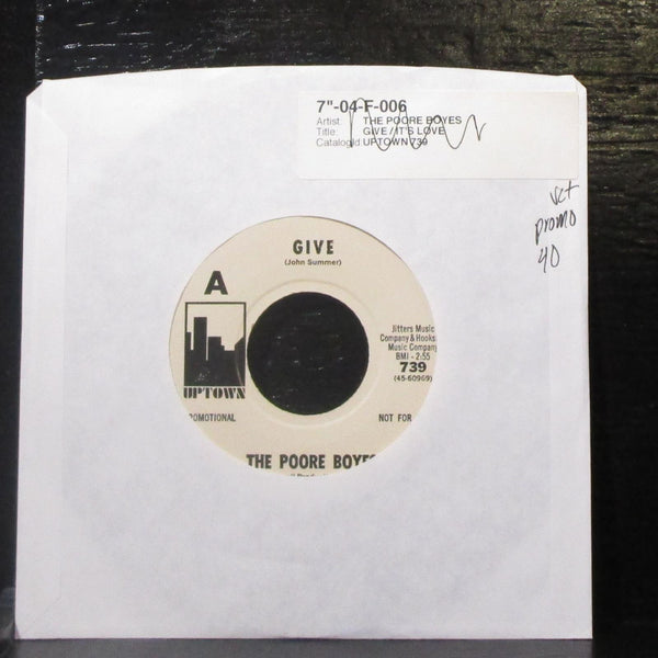 The Poore Boyes - Give / It's Love 7" VG+ Vinyl 45 Uptown 739 USA 1966 - Shuga Records