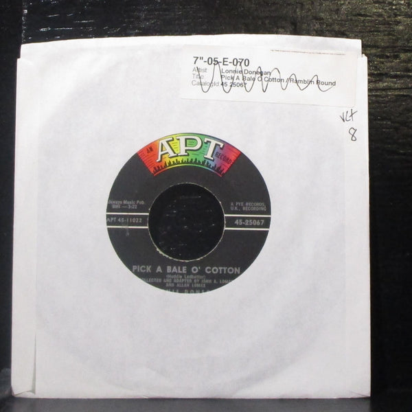 Lonnie Donegan - Pick A Bale O'Cotton / Ramblin' Round 7" VG+ Vinyl 45 Apt 1962 - Shuga Records