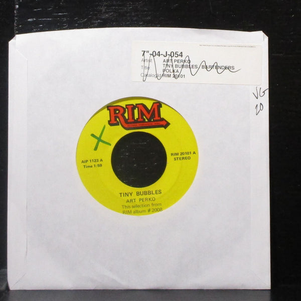 Art Perko - Tiny Bubbles / Bartenders Polka 7" VG Vinyl 45 RIM 20101 USA 1977 - Shuga Records