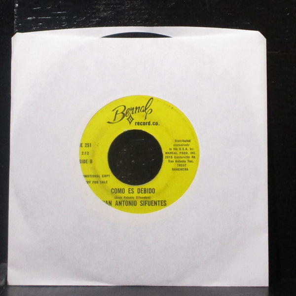 Juan Antonio Sifuentes - Amor Chiquitito / Como Es Debido 7" VG- Vinyl 45 Bernal - Shuga Records