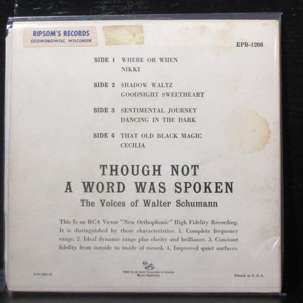 Voices Of Walter Schumann - Though Not A Word Was Spoken EP 2x7" VG Vinyl 45 - Shuga Records