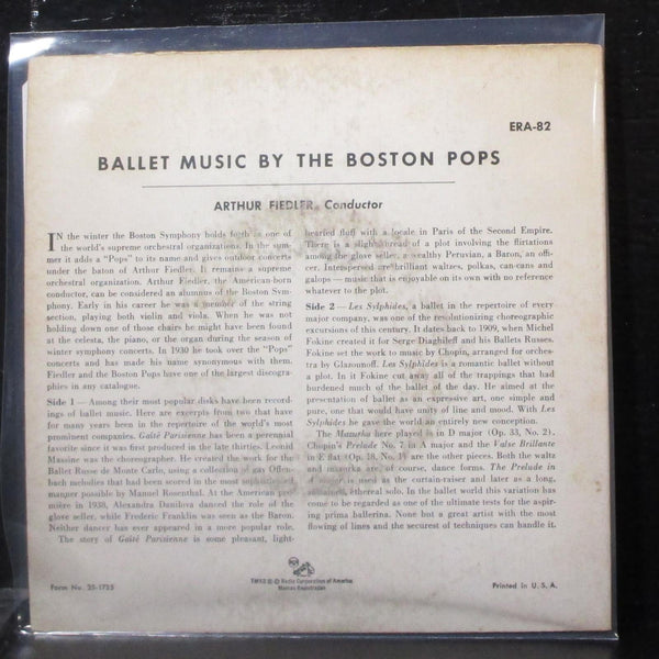 Arthur Fiedler - Ballet Music By The Boston Pops EP 7" VG+ Vinyl 45 RCA ERA-82 - Shuga Records
