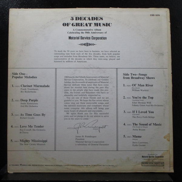 Various - 50 Years Of Great Performances LP VG+ CSS 1078 Vinyl Record - Shuga Records