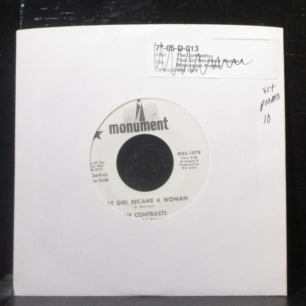 The Contrasts - That Girl Became A Woman 7" VG+ Promo Vinyl 45 Monument M45-1078 - Shuga Records