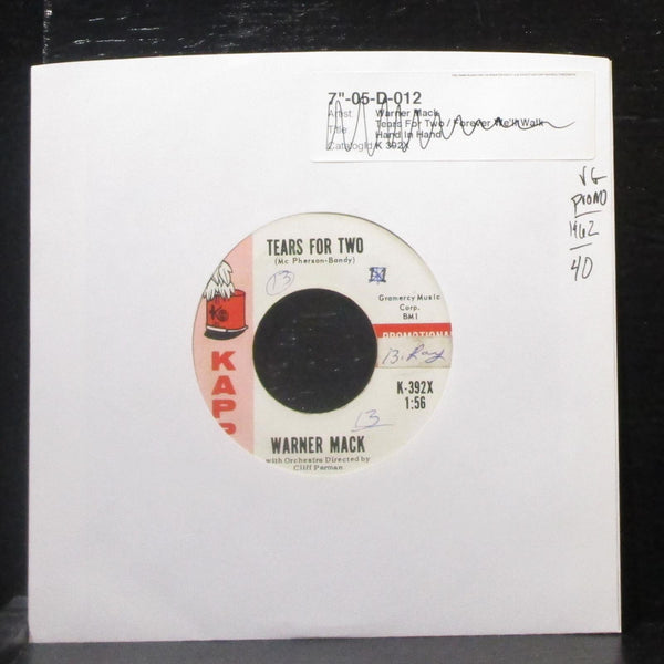 Warner Mack - Tears For Two 7" VG Promo Vinyl 45 Kapp K-392X USA 1962 - Shuga Records