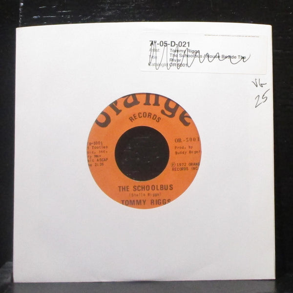 Tommy Riggs - The Schoolbus / House Beside The River 7" VG Vinyl 45 Orange 1972 - Shuga Records
