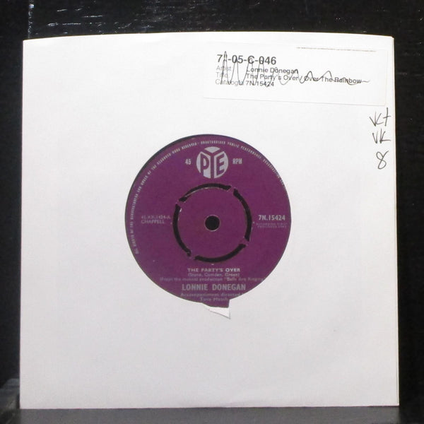 Lonnie Donegan - The Party's Over / Over The Rainbow 7" VG+ Vinyl 45 Pye UK - Shuga Records