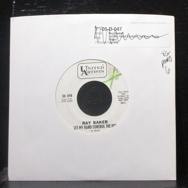 Ray Baker - Forty Steps / Let My Hand Control The Pen 7" VG Promo Vinyl 45 UA698 - Shuga Records