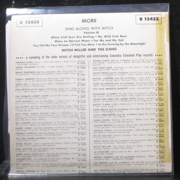 Mitch Miller - More Sing Along With Mitch Vol. 3 EP 7" VG+ Vinyl 45 Columbia USA - Shuga Records