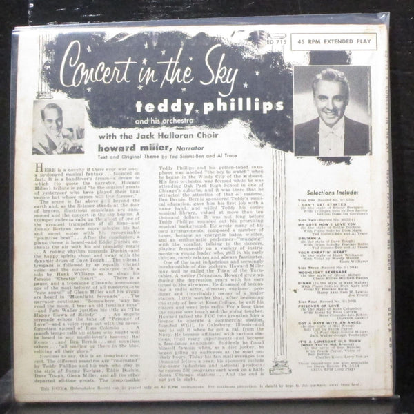 Teddy Philips - Concert In The Sky EP 7" VG+ Vinyl 45 Decca ED 715 USA - Shuga Records