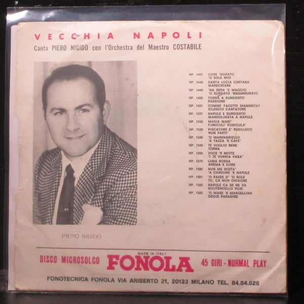 Piero Nigido - Vecchia Napoli 7" VG+ Vinyl 45 Fonola N.P. 1550 Italy - Shuga Records