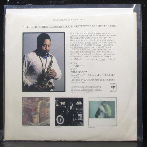 Arthur Blythe - Illusions / Miss Nancy 7" Mint- Promo Vinyl 45 Columbia AE7 1227 - Shuga Records