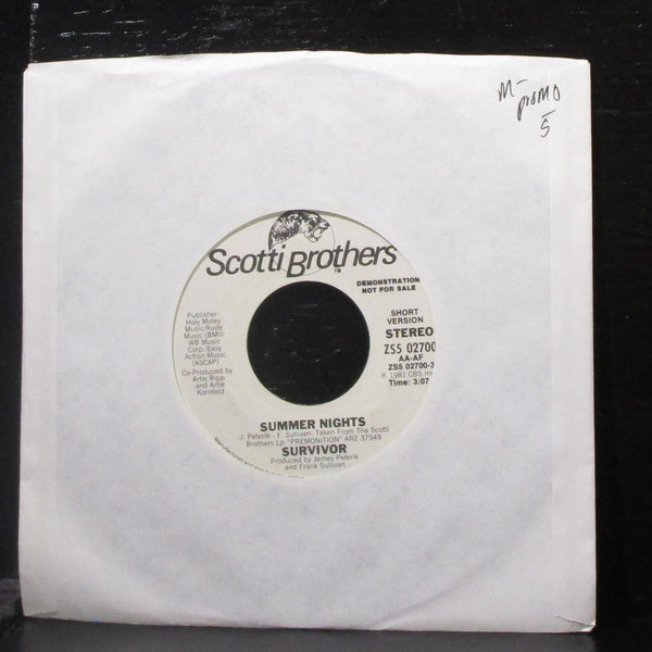 Survivor - Summer Nights 7" Mint- Promo Vinyl 45 Scottie Bros. ZS5 02700 USA - Shuga Records