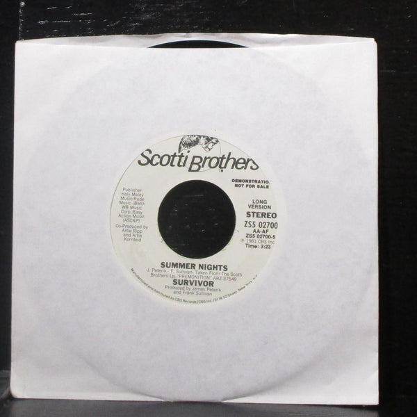 Survivor - Summer Nights 7" Mint- Promo Vinyl 45 Scottie Bros. ZS5 02700 USA - Shuga Records