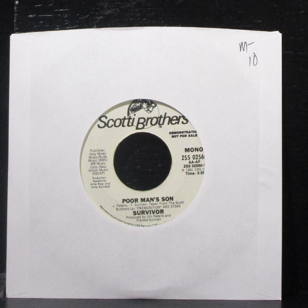 Survivor - Poor Man's Son 7" Mint- Promo Vinyl 45 Scottie Bros. ZS5 02560 USA - Shuga Records