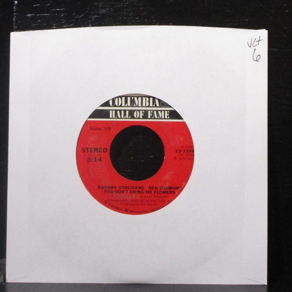 Barbra Streisand & Neil Diamond - You Don't Bring Me Flowers 7" VG+ Vinyl 45 USA - Shuga Records