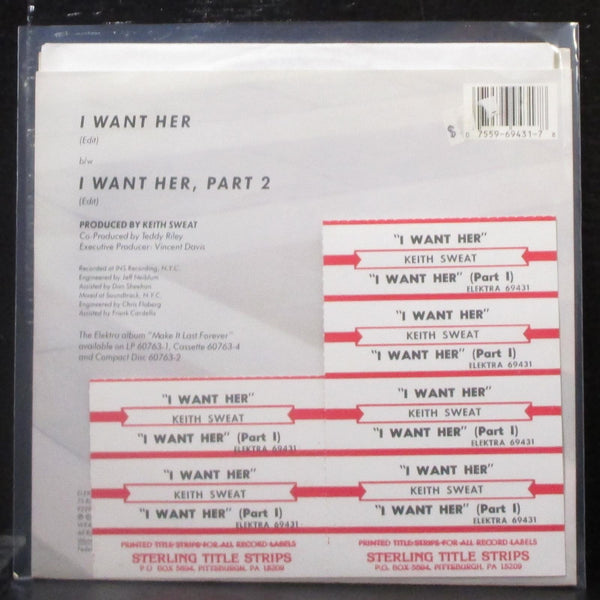 Keith Sweat - I Want Her 7" Mint- Vinyl 45 Elektra 7-69431 USA 1987 - Shuga Records
