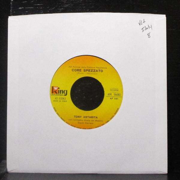 Tony Astarita - Core Spezzato / Rossa 7" VG+ Vinyl 45 Italy AFK 56082 USA 1968 - Shuga Records