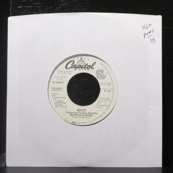 Maze & Frankie Beverly - Back In Stride 7" VG+ Promo Vinyl 45 Capitol P-B-5431 - Shuga Records