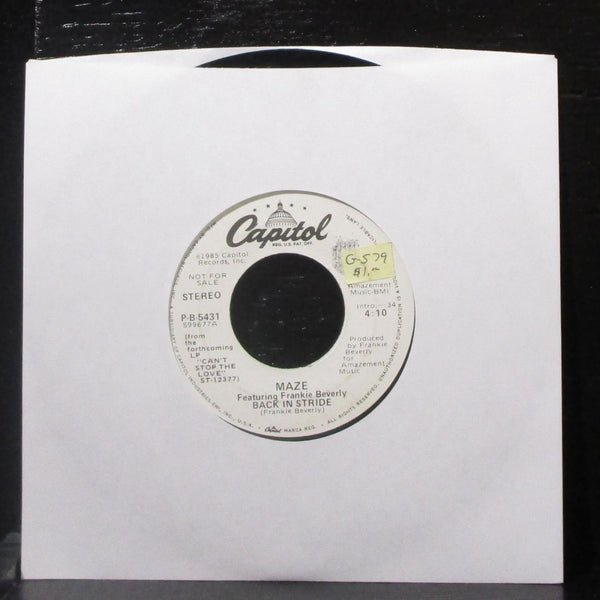 Maze & Frankie Beverly - Back In Stride 7" VG+ Promo Vinyl 45 Capitol P-B-5431 - Shuga Records