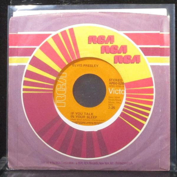 Elvis Presley - If You Talk In Your Sleep / Help Me 7" VG+ Vinyl 45 RCA USA 1974 - Shuga Records