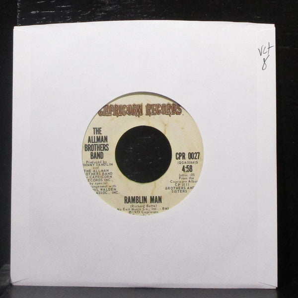 The Allman Brothers Band - Ramblin Man / Pony Boy 7" VG+ Vinyl 45 Capricorn 1973 - Shuga Records