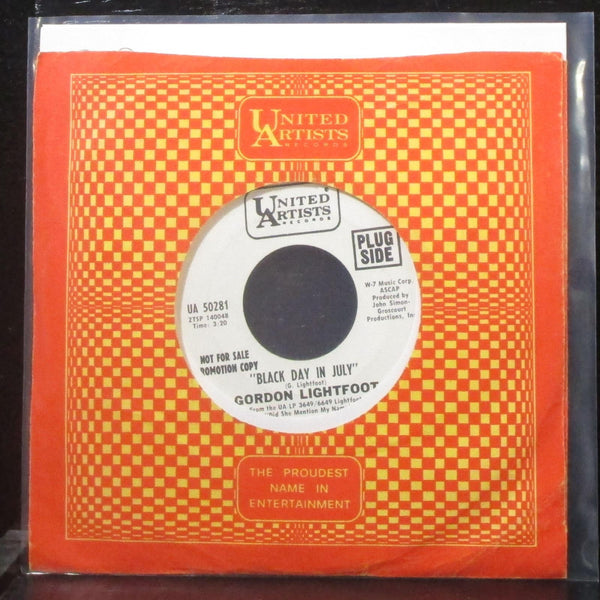 Gordon Lightfoot - Black Day In July 7" VG+ Promo Vinyl 45 United Artists 1968 - Shuga Records