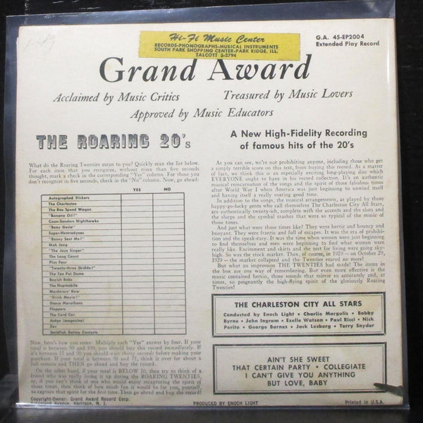 The Charleston City All-Stars - The Roaring 20's Vol. 2 EP 7" VG+ Vinyl 45 USA - Shuga Records