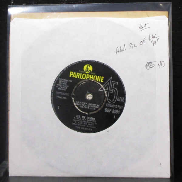 The Beatles - All My Loving EP 7" VG+ Vinyl 45 Parlophone GEP 8891 UK 1964 - Shuga Records