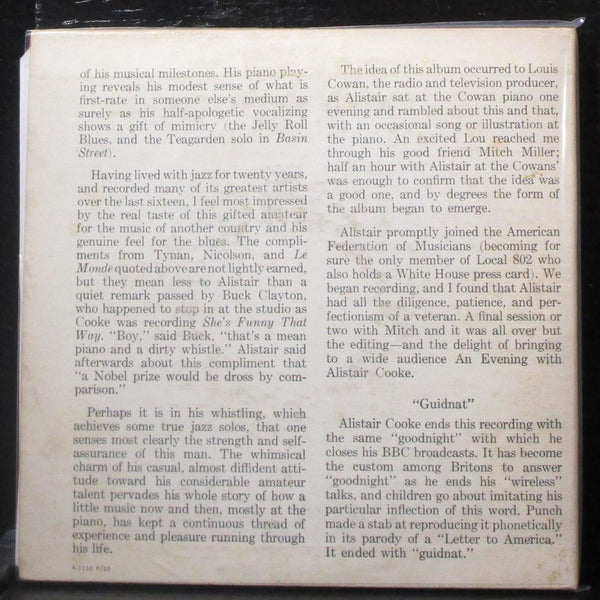 An Evening With Alistair Cooke EP 3x7" VG+ Vinyl 45 Columbia A-1110 USA 1955 - Shuga Records