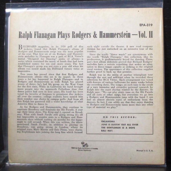 Ralph Flanagan - Plays Rodgers & Hammerstein, Vol. II 7" VG+ Vinyl 45 RCA EPA319 - Shuga Records