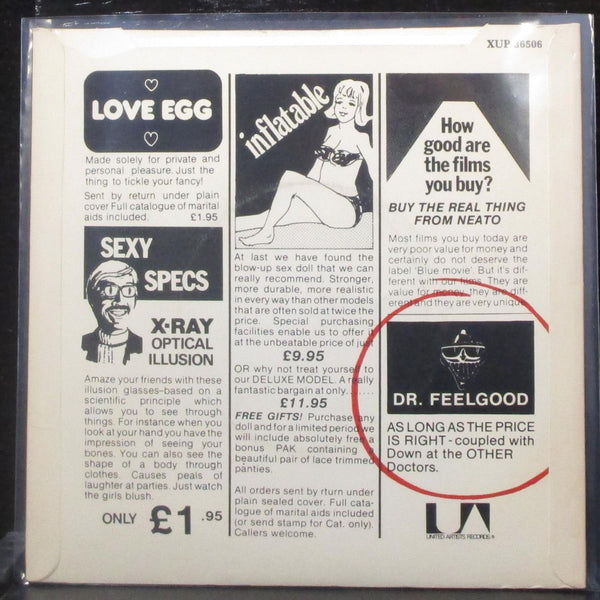 Dr. Feelgood - As Long As The Price Is Right 7" Mint- Blue Vinyl 45 UA UK 1979 - Shuga Records