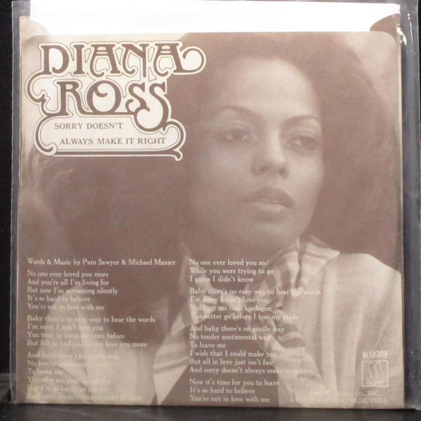 Diana Ross - Sorry Doesn't Always Make It Right 7" Mint- Promo Vinyl 45 Motown - Shuga Records