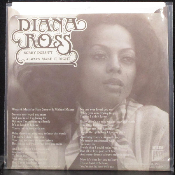 Diana Ross - Sorry Doesn't Always Make It Right 7" Mint- Vinyl 45 Motown M 1335F - Shuga Records
