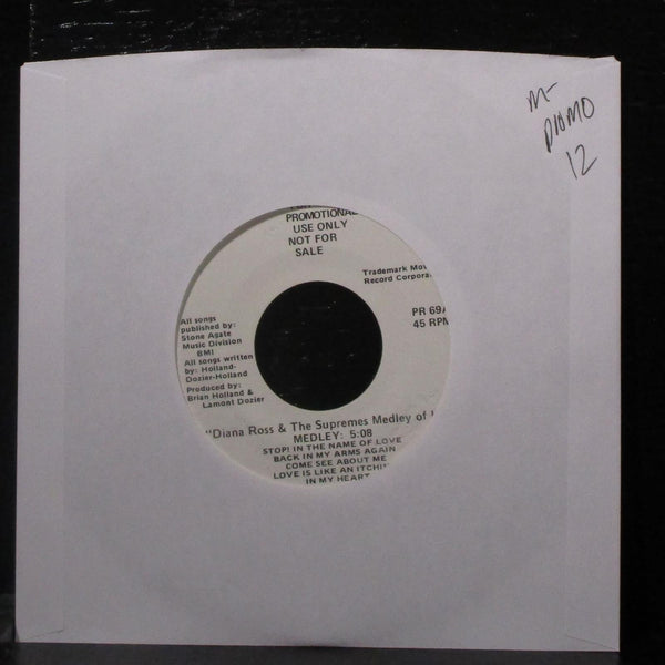 Diana Ross & The Supremes - Medley Of Hits 7" Mint- Promo Vinyl 45 Motown PR 69 - Shuga Records