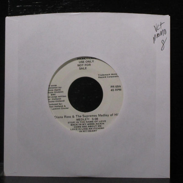 Diana Ross & The Supremes - Medley Of Hits 7" VG+ Promo Vinyl 45 Motown PR 69 - Shuga Records