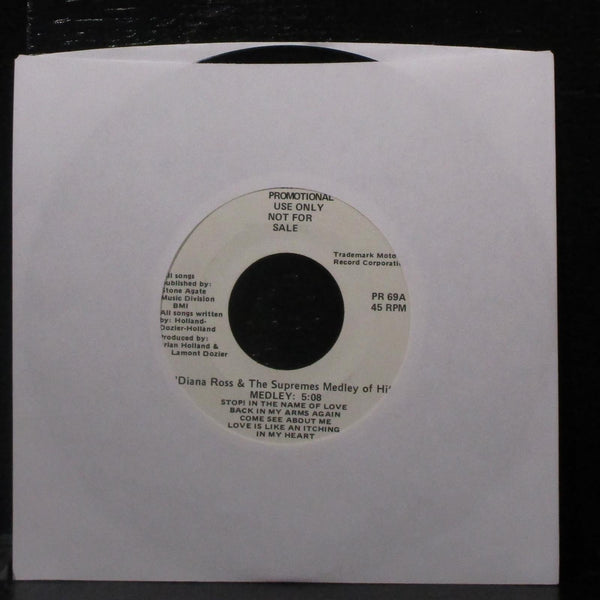 Diana Ross & The Supremes - Medley Of Hits 7" VG+ Promo Vinyl 45 Motown PR 69 - Shuga Records