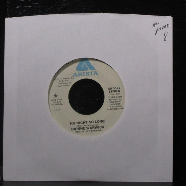 Dionne Warwick - No Night So Long 7" Mint- Promo Vinyl 45 Arista AS 0527 USA - Shuga Records