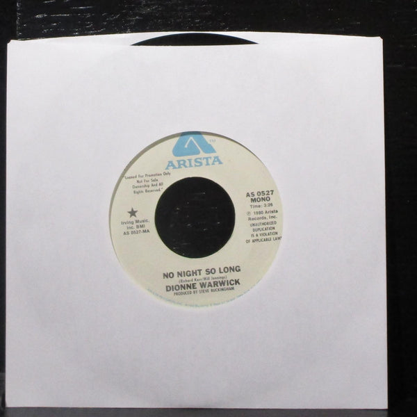 Dionne Warwick - No Night So Long 7" Mint- Promo Vinyl 45 Arista AS 0527 USA - Shuga Records