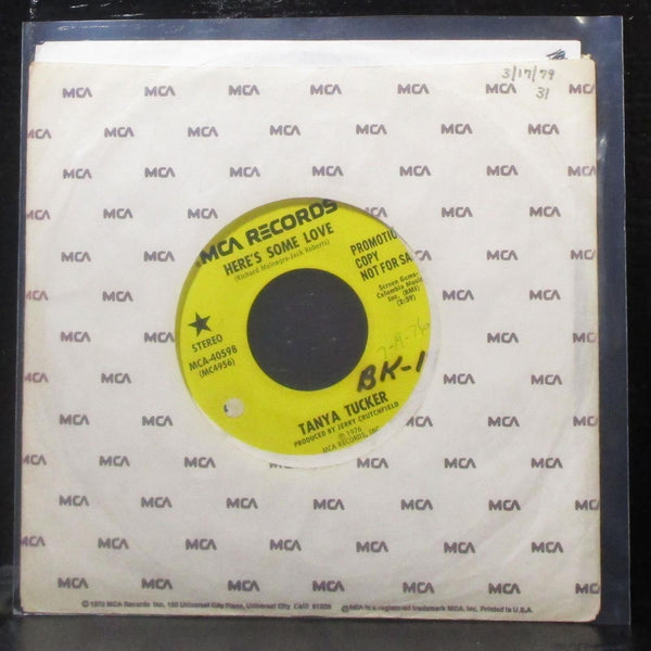 Tanya Tucker - Here's Some Love 7" VG+ Promo Vinyl 45 MCA-40598 USA 1976 - Shuga Records