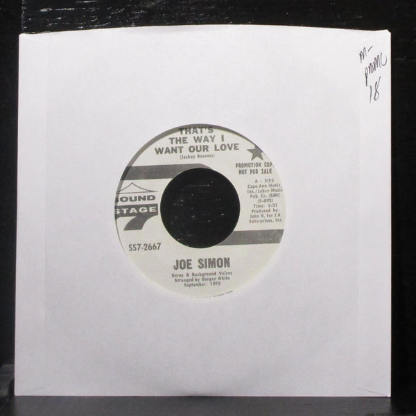 Joe Simon - That's The Way I Want Our Love / When 7" Mint- Promo Vinyl 45 1970 - Shuga Records