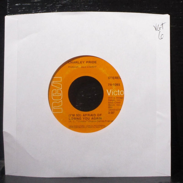 Charley Pride - Afraid Of Losing You Again 7" VG+ Vinyl 45 RCA 74-0265 USA 1969 - Shuga Records