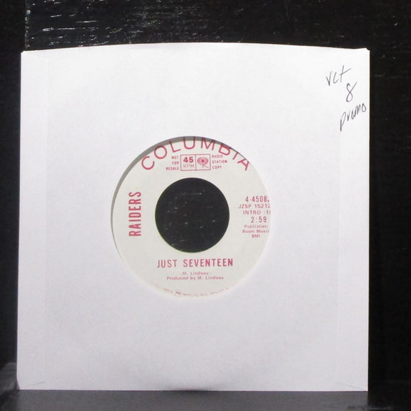 Raiders - Just Seventeen 7" VG+ Promo Vinyl 45 Columbia 4-45082 USA 1970 - Shuga Records